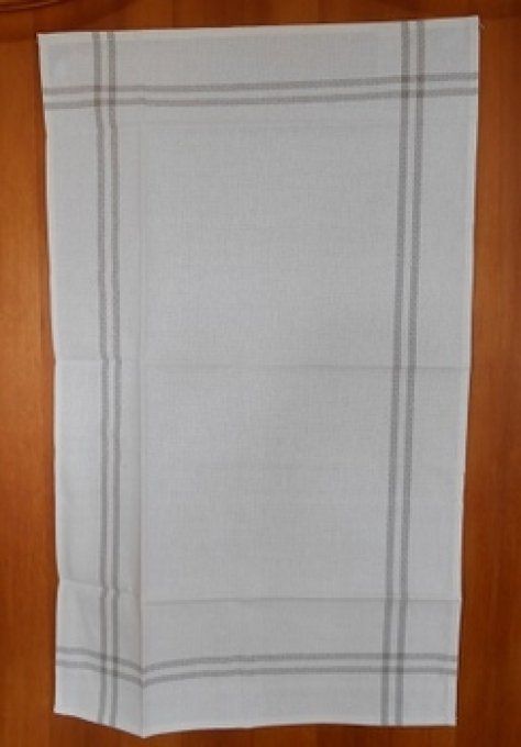 Torchon à broder ISA Blanc rayures Grises