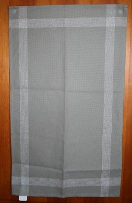 Torchon Bonn Fond Gris  Bandes blanches scintillantes