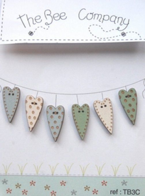 6 coeurs assortis bleus TB3C