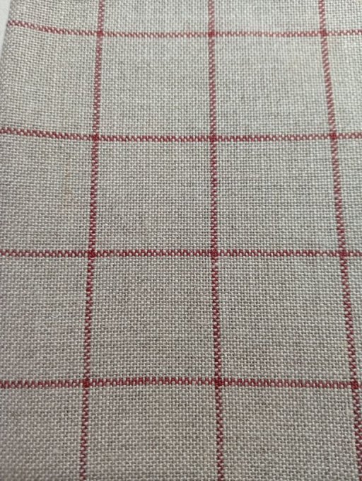 Belfast 12.6 fils Fond écru naturels carreaux rouges 50x70 cm