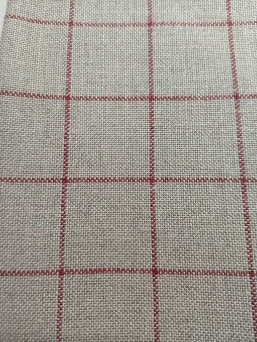 Belfast 12.6 fils Fond écru naturels carreaux rouges 50x35 cm