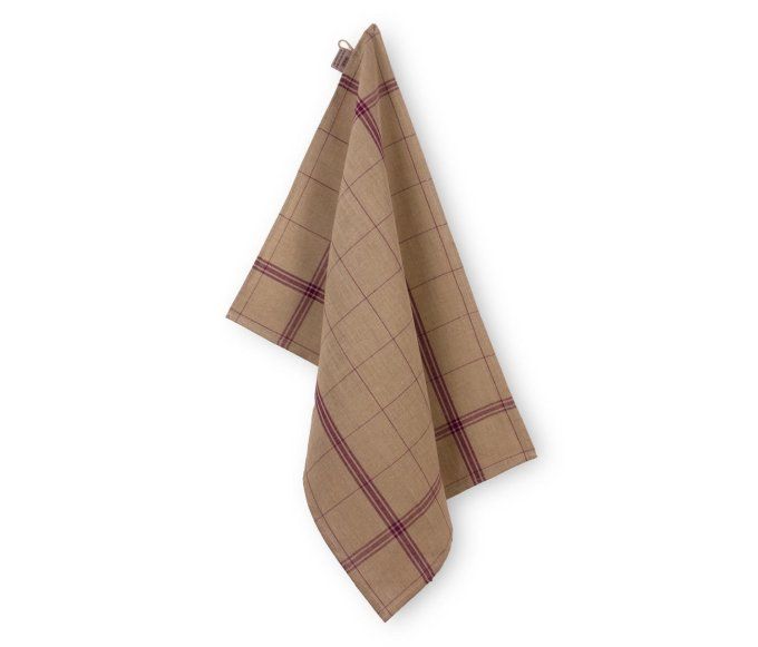 Torchon à broder fond naturel motif prune